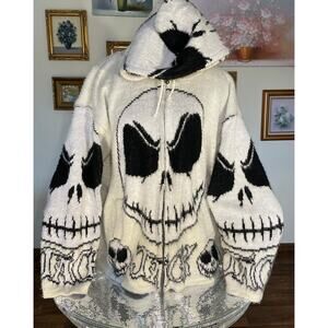 Large Vintage Tejidos Ruminahui sweater full zip hoodie with jack skeleton